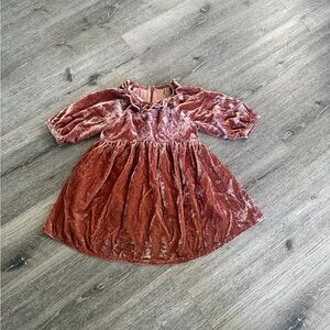 Nora Lee Girls Velvet Dress in Mauve Pink